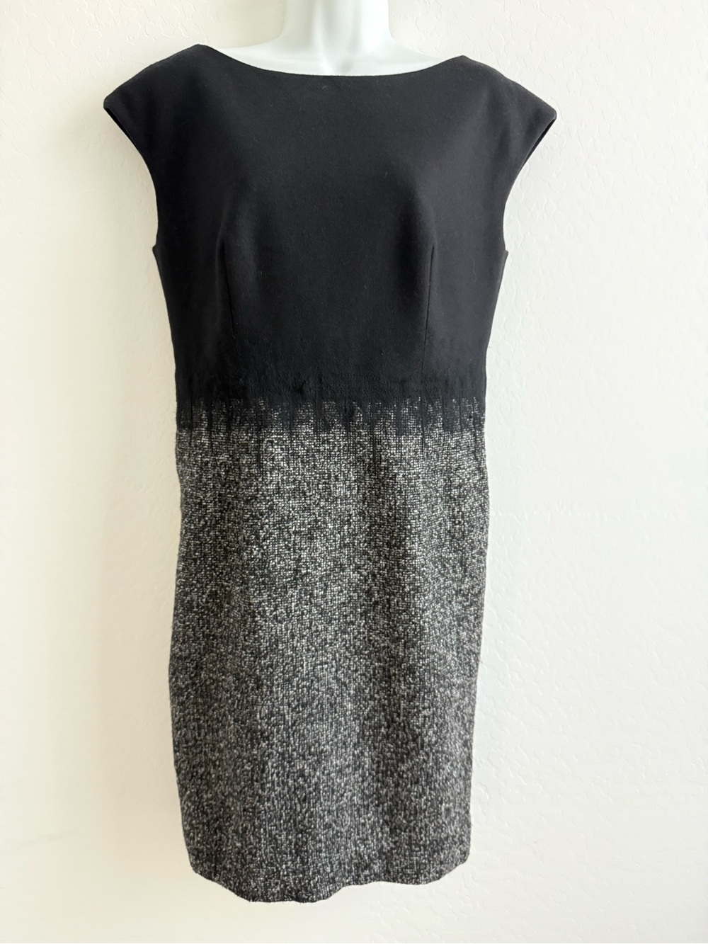 Escada Black and Gray Wool Dress Work Casual 8